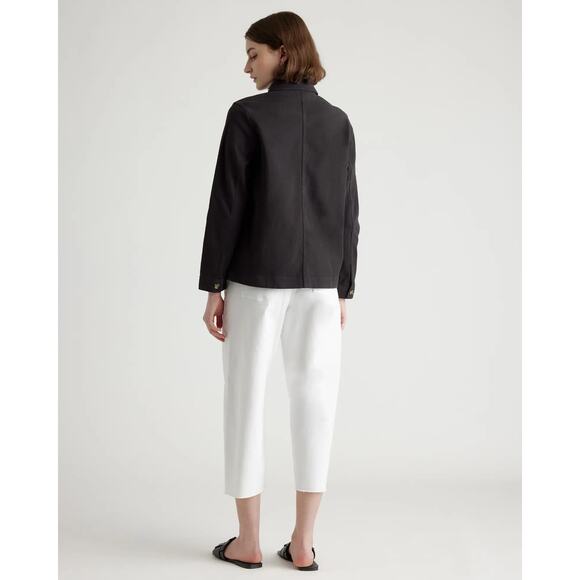 Quince Chore Jacket Organic Comfort Stretch Shacket Denim Oversized Black Size L - Picture 3 of 12